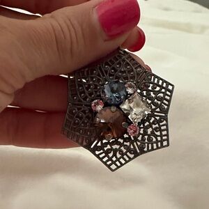 Sabika Elegant Filigree Pendant with Blue and Brown Accents